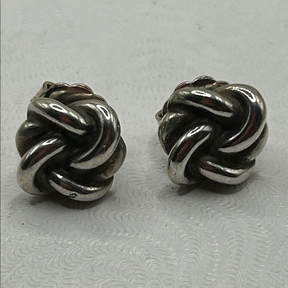 James Avery Sterling Silver Lovers Knot Retired Large Earrings Studs Signed